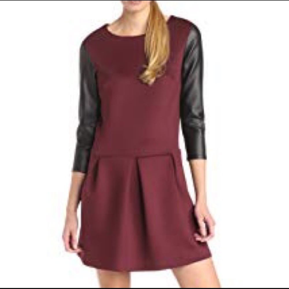 BCBG Generation Scuba Knit Faux Leather Sleeve